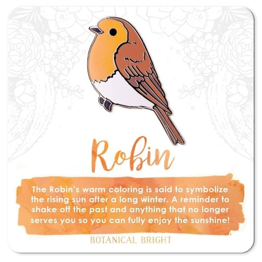 Robin Bird Enamel Pin - Gold Plated Nature‎ & Wildlife Jewelry - Garden Brooch